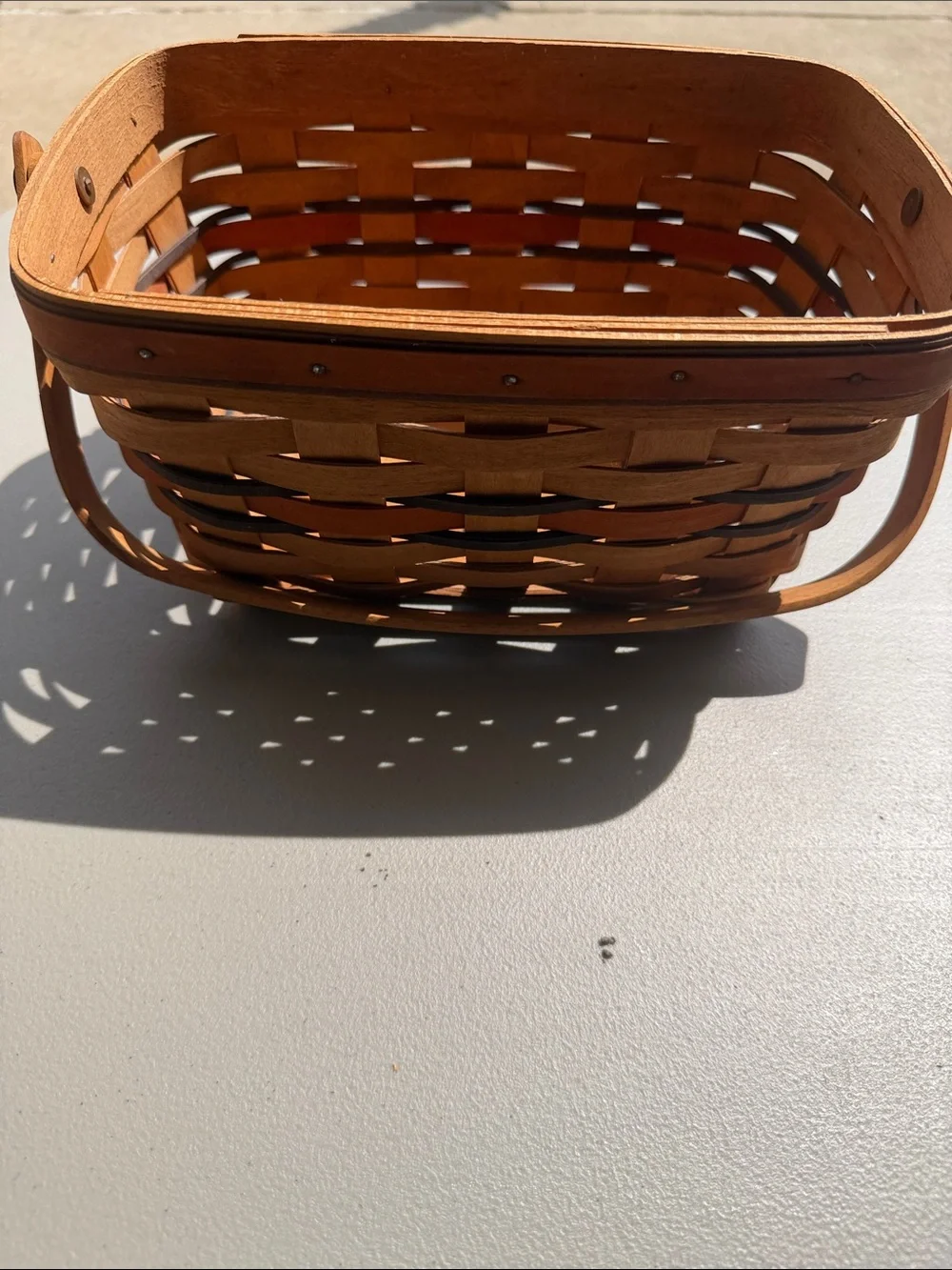 Longaberger Woven Basket Handbag in Tan and Brown